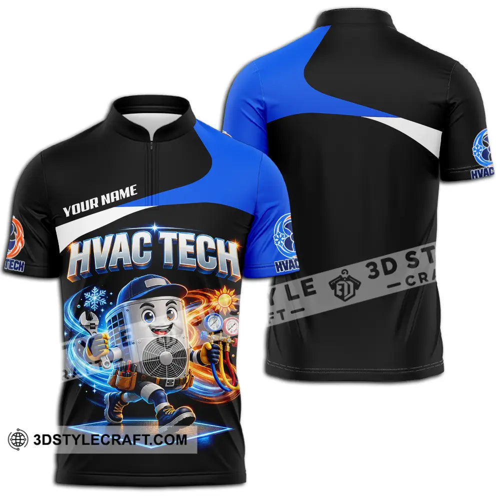 Unisex Shirt - Custom HVAC Tech Shirt - Zipper Polo Shirt / S - T-shirt