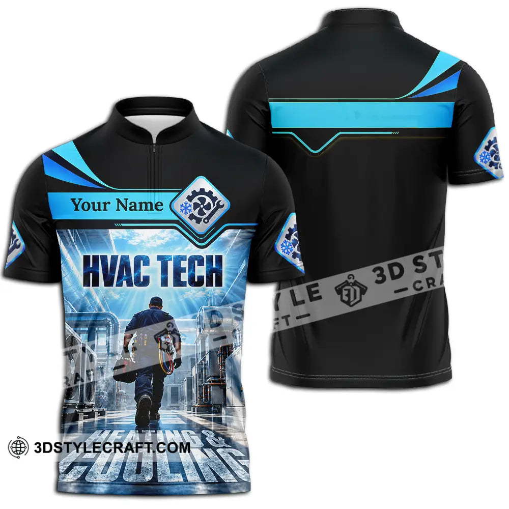 Unisex Shirt - Custom HVAC Tech Shirt - Zipper Polo Shirt / S - T-shirt
