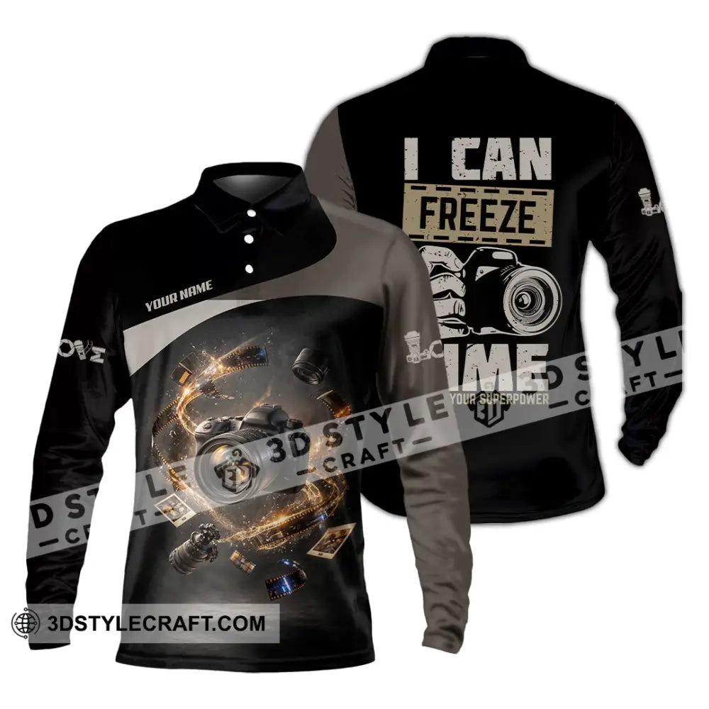 Unisex Shirt - Custom I Can Freeze Time Shirt - Long Sleeve Polo / S - T-shirt