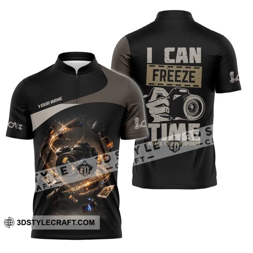 Unisex Shirt - Custom I Can Freeze Time Shirt - Zipper Polo Shirt / S - T-shirt