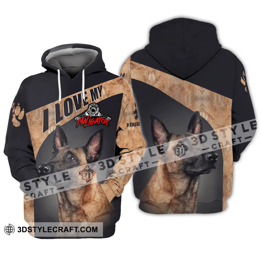 Unisex Shirt - Custom I Love My Belgian Malinois Pet Lover Shirt Hoodie / S T-shirt