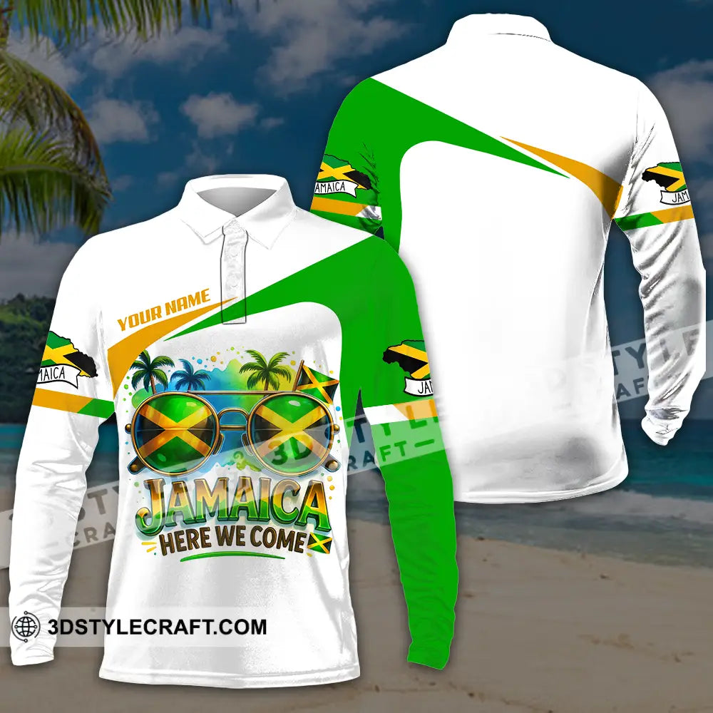 Unisex Shirt - Custom Jamaica Here We Come Shirt Long Sleeve Polo / S T-shirt