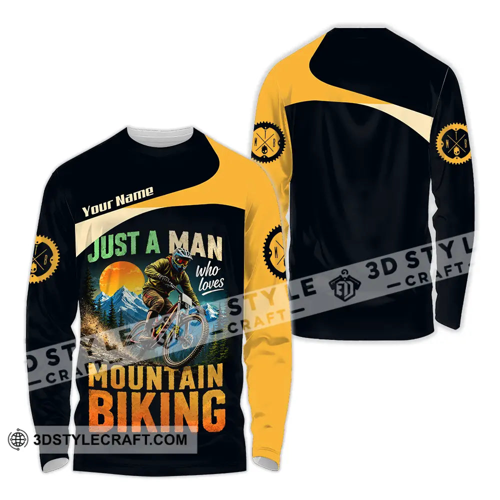 Unisex Shirt - Custom Just A Man Mountain Biking Shirt - Long Sleeve Shirt / S - T-shirt