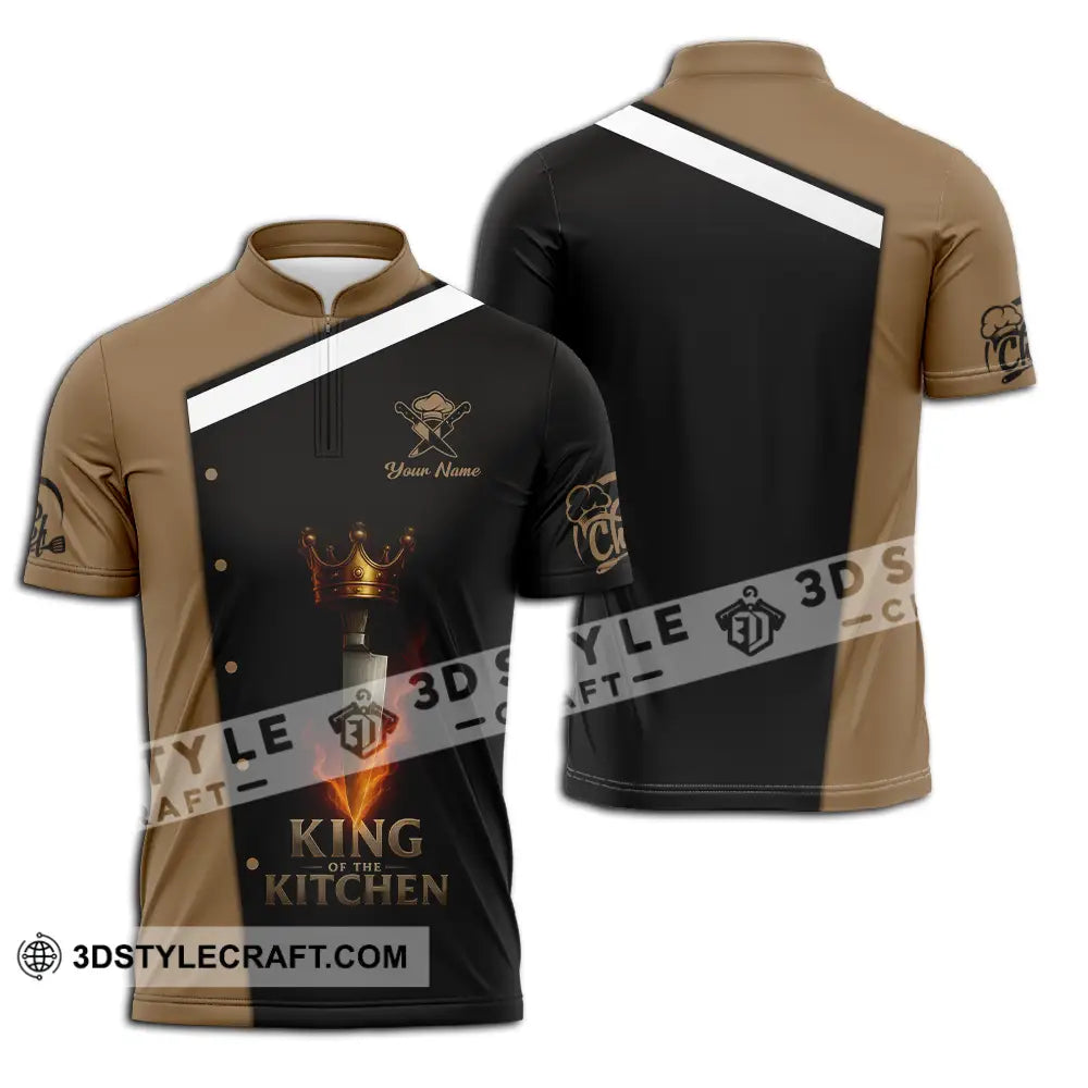 Unisex Shirt - Custom King Of Kitchen Chef Shirt Zipper Polo Shirt / S T-shirt