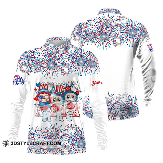 Unisex Shirt - Custom Labubu The Monsters Cute Shirt, America Happy Fourth of July, Cute Collectible Gift style option 3