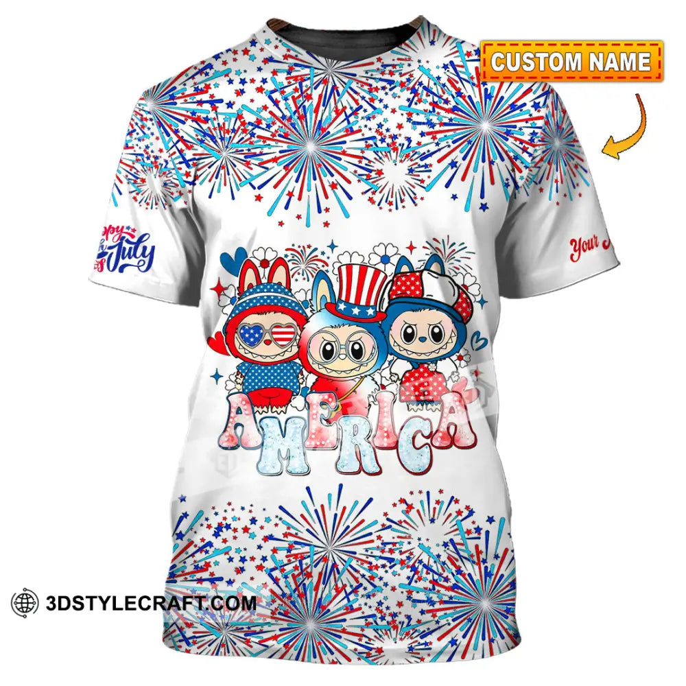 Unisex Shirt Custom Labubu The Monsters Cute Shirt America Happy Fourth of July Cute Collectible Gift T shirt