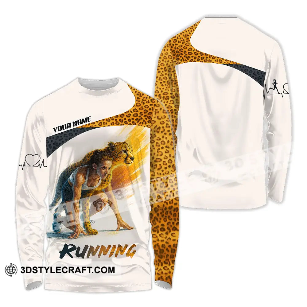 Unisex Shirt - Custom Leopard Running Shirt Long Sleeve Shirt / S T-shirt