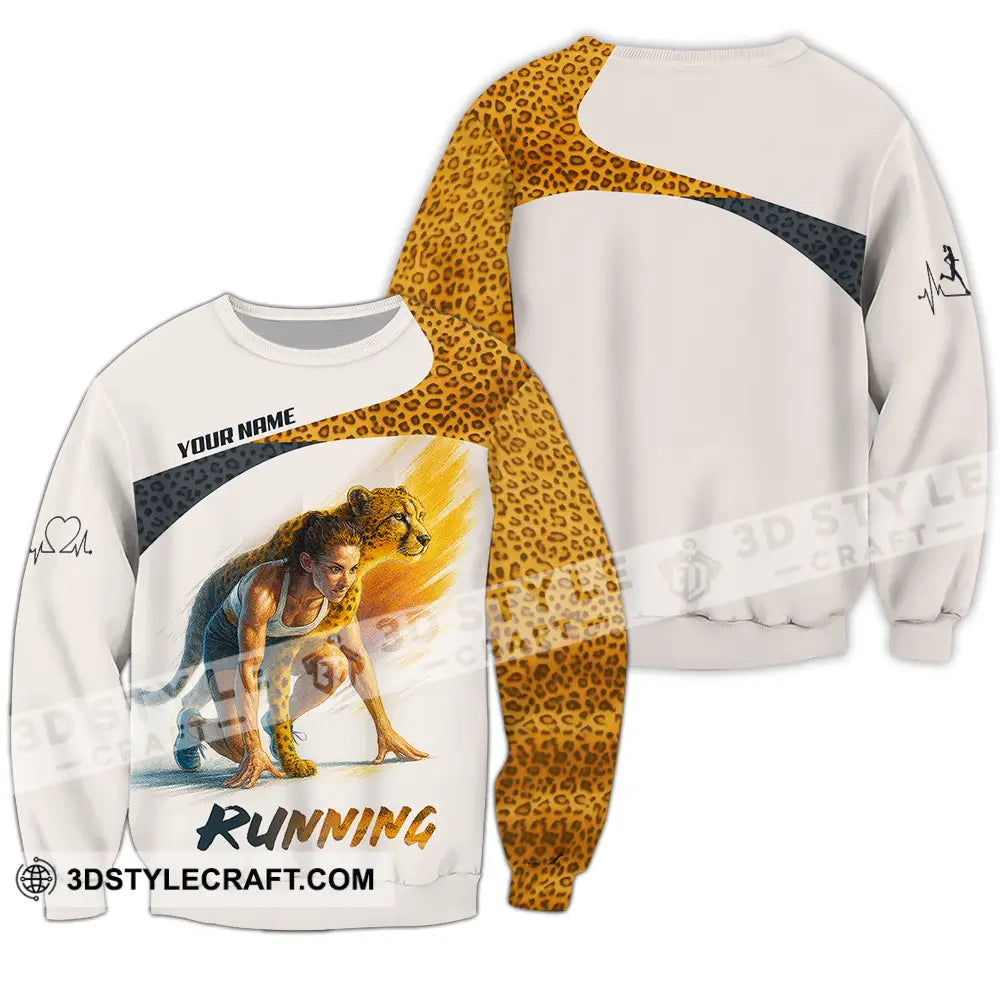 Unisex Shirt - Custom Leopard Running Shirt Long Sleeve / S T-shirt
