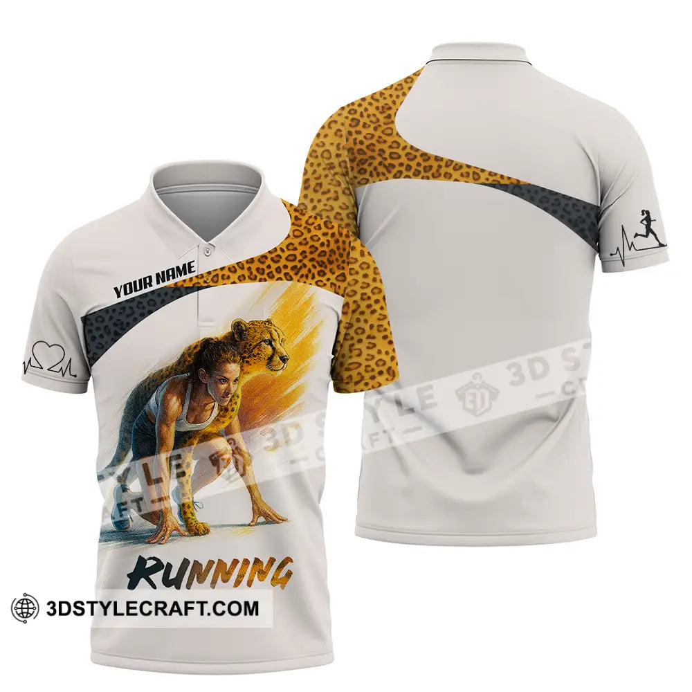 Unisex Shirt - Custom Leopard Running Shirt Polo Shirt / S T-shirt