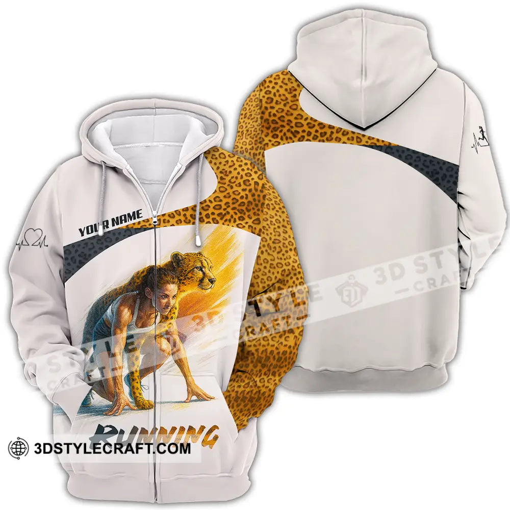 Unisex Shirt - Custom Leopard Running Shirt Zipper Hoodie / S T-shirt