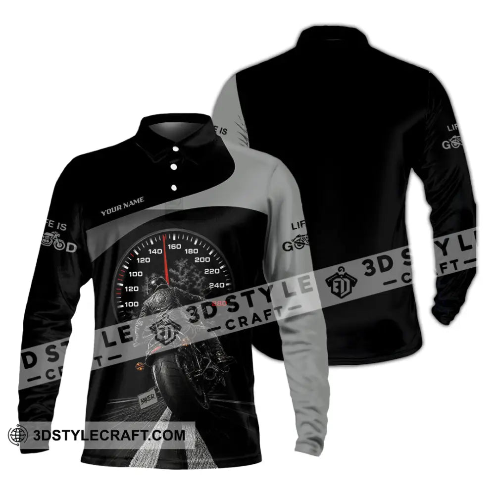 Unisex Shirt - Custom Life Is Good Biker Shirt - Long Sleeve Polo / S - T-shirt