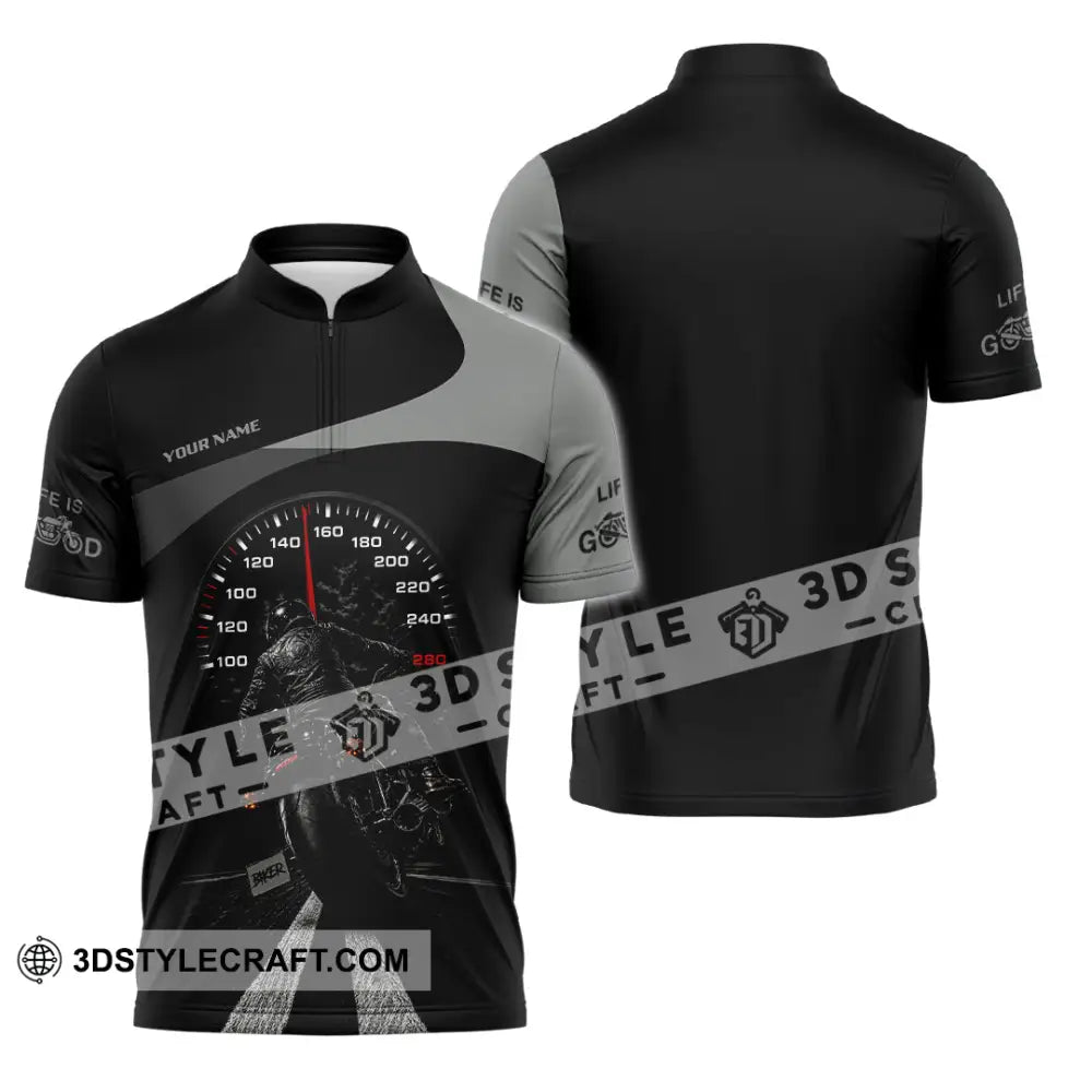 Unisex Shirt - Custom Life Is Good Biker Shirt - Zipper Polo Shirt / S - T-shirt