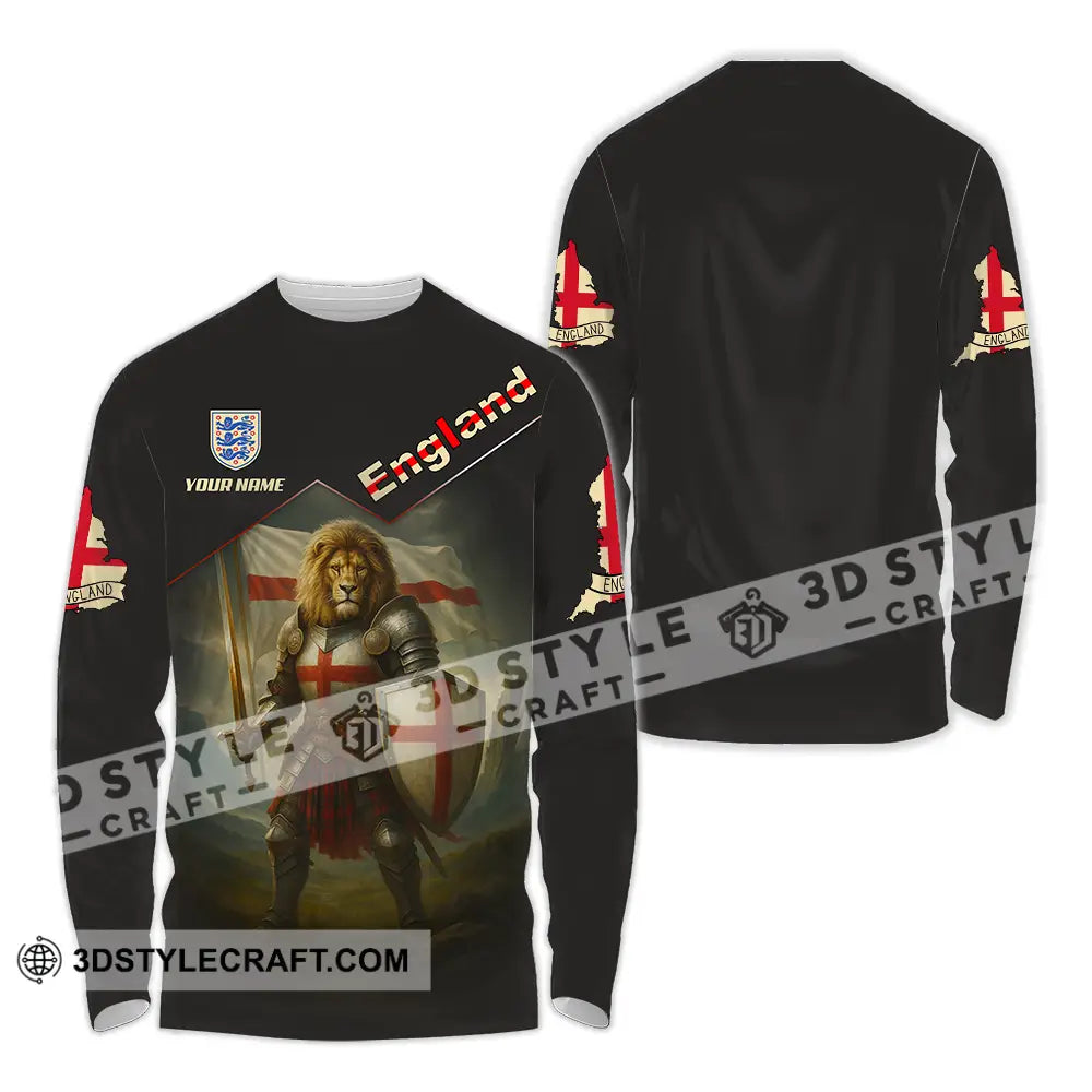 Unisex Shirt - Custom Lion Warrior England Shirt Long Sleeve Shirt / S T-shirt