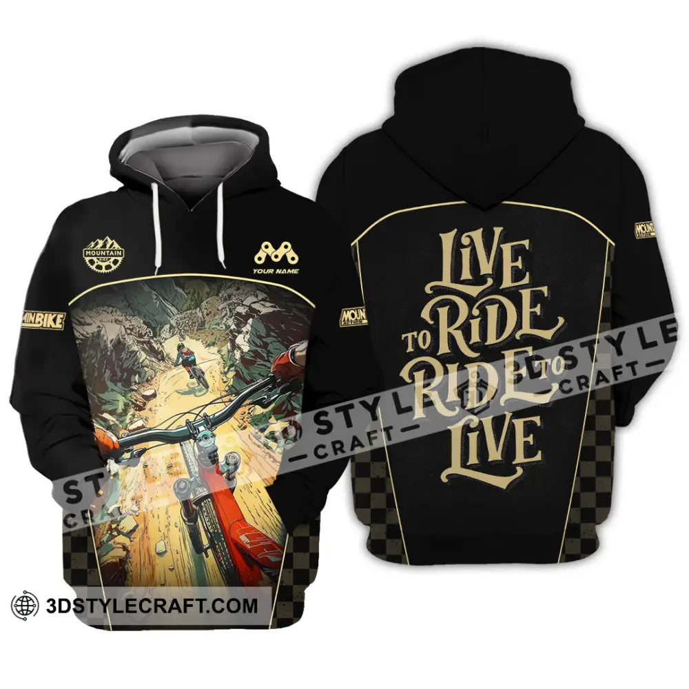 Unisex Shirt - Custom Live To Ride Mountain Bike Shirt Hoodie / S T-shirt