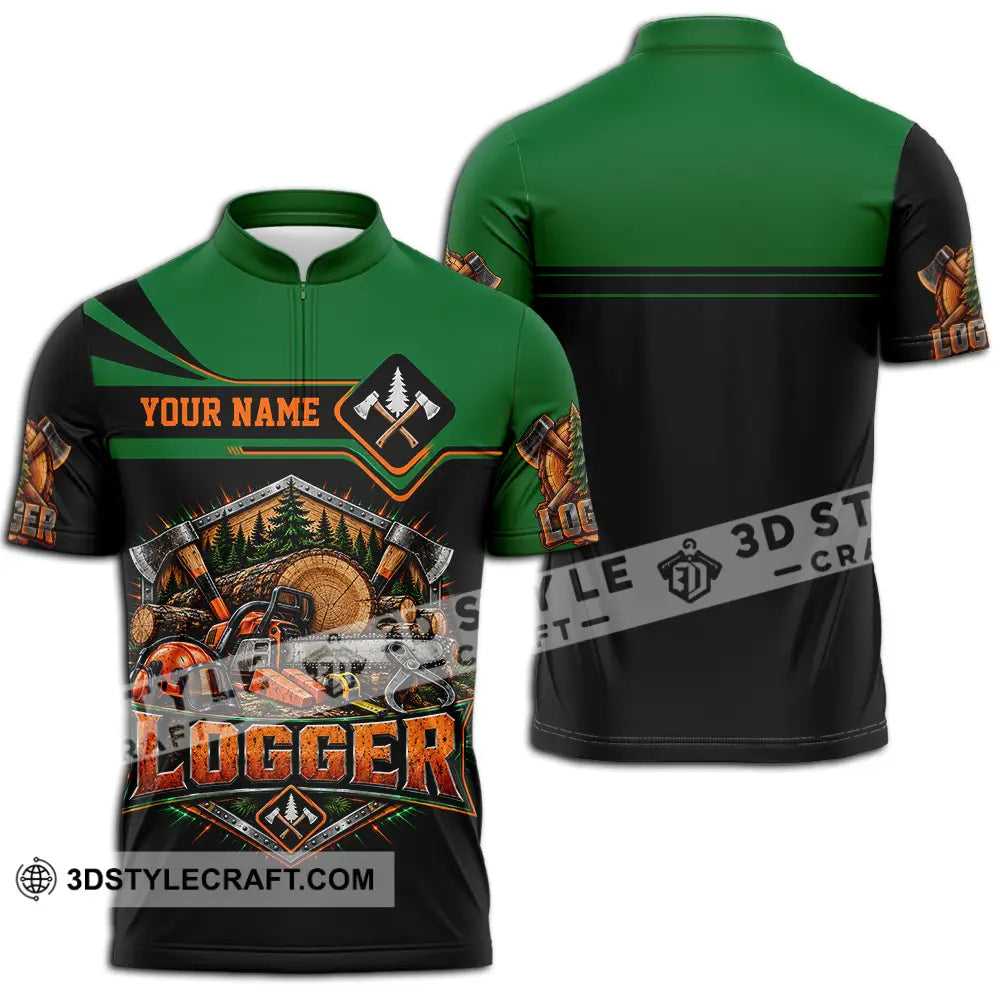 Unisex Shirt - Custom Logger Shirt - Zipper Polo Shirt / S - T-shirt