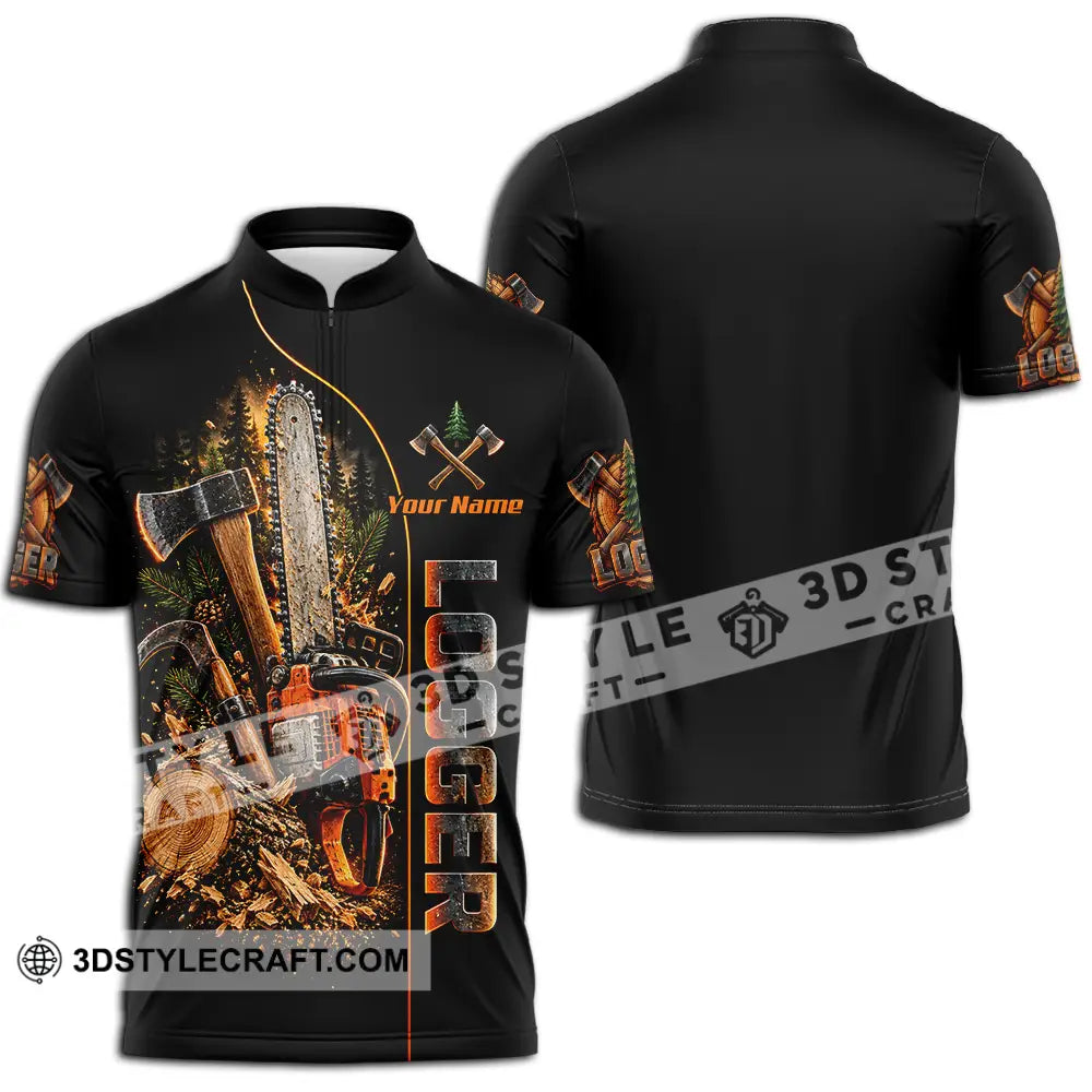 Unisex Shirt - Custom Logger Shirt - Zipper Polo Shirt / S - T-shirt