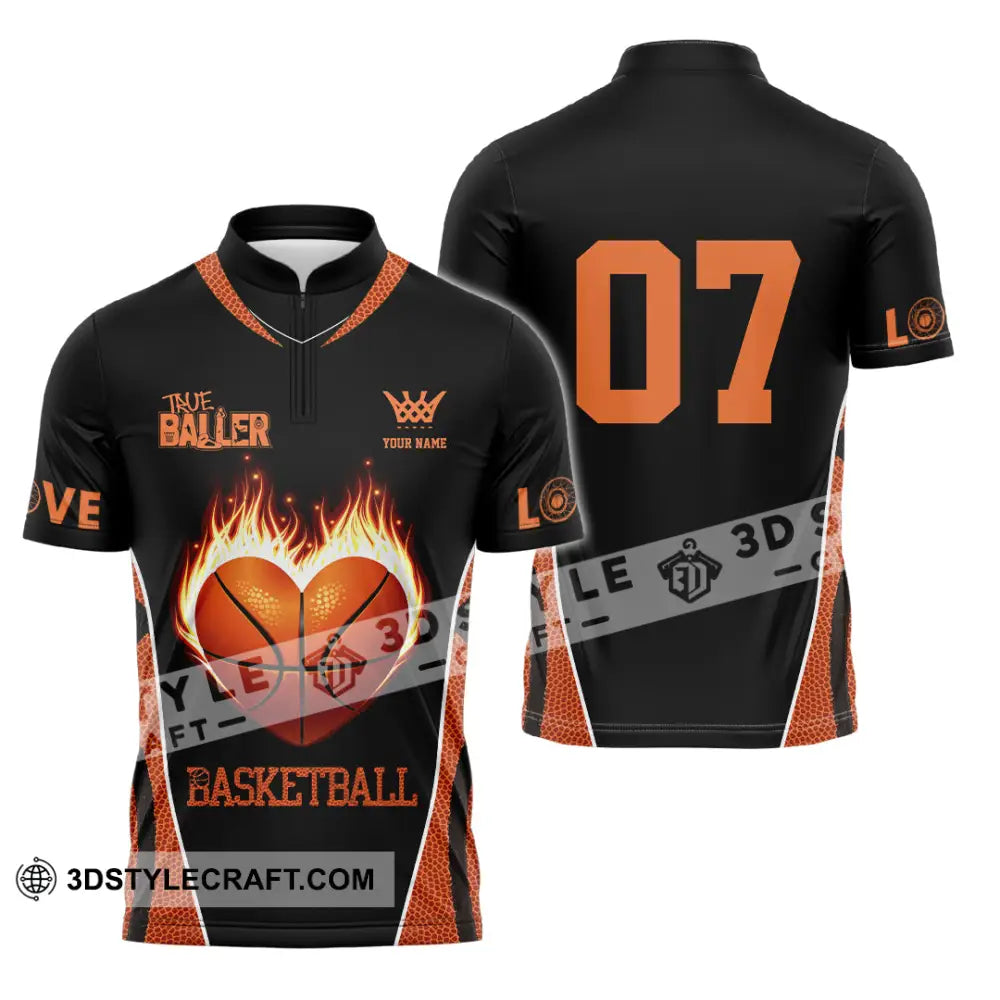 Unisex Shirt - Custom Love Basketball Shirt Zipper Polo Shirt / S T-shirt