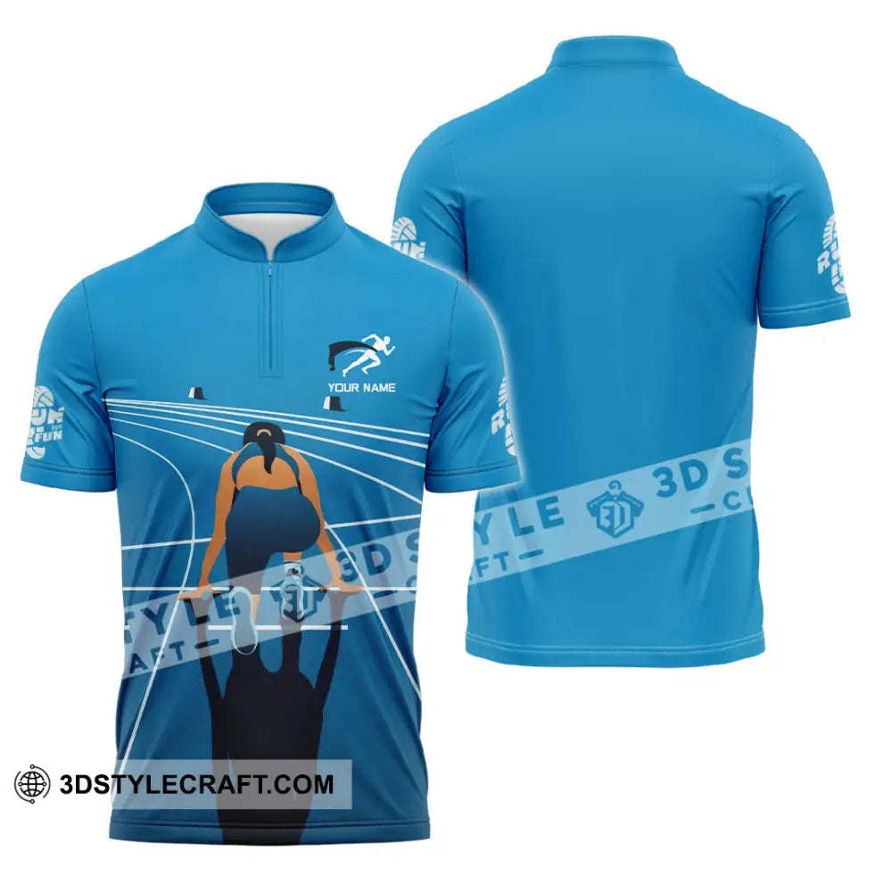 Unisex Shirt - Custom Love Running Sport Shirt Zipper Polo Shirt / S T-shirt