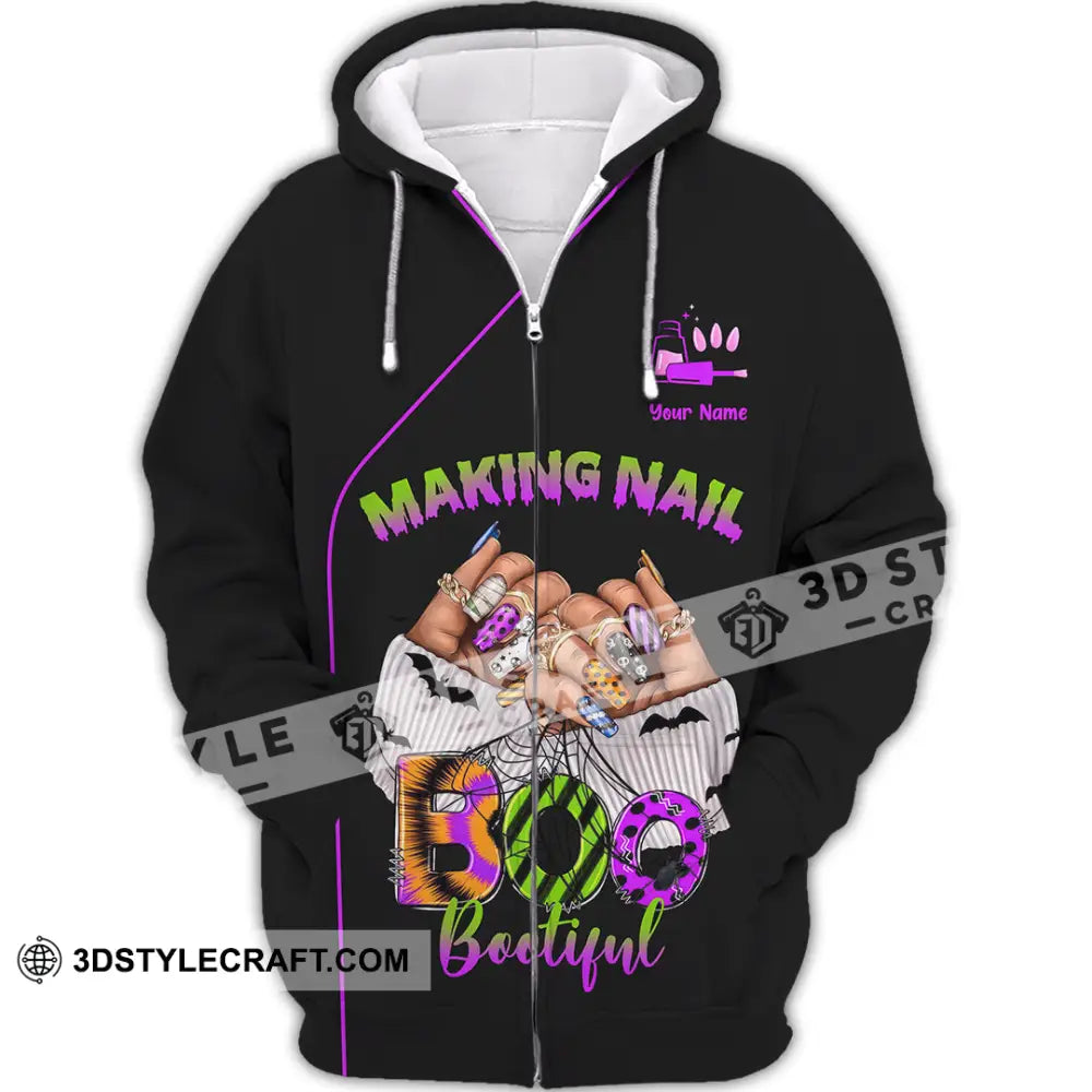 Unisex Shirt Custom Making Nail Bootiful Halloween Nails Artist Shirt Zipper Hoodie / S T shirt