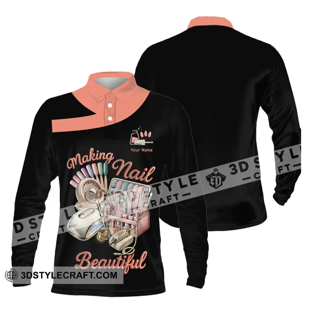 Unisex Shirt Custom Making Nails Beautiful Shirt Long Sleeve Polo / S T shirt