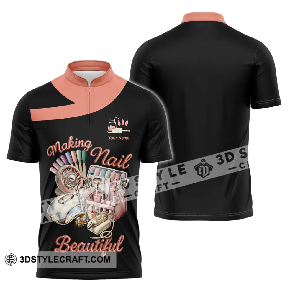 Unisex Shirt Custom Making Nails Beautiful Shirt Zipper Polo Shirt / S T shirt