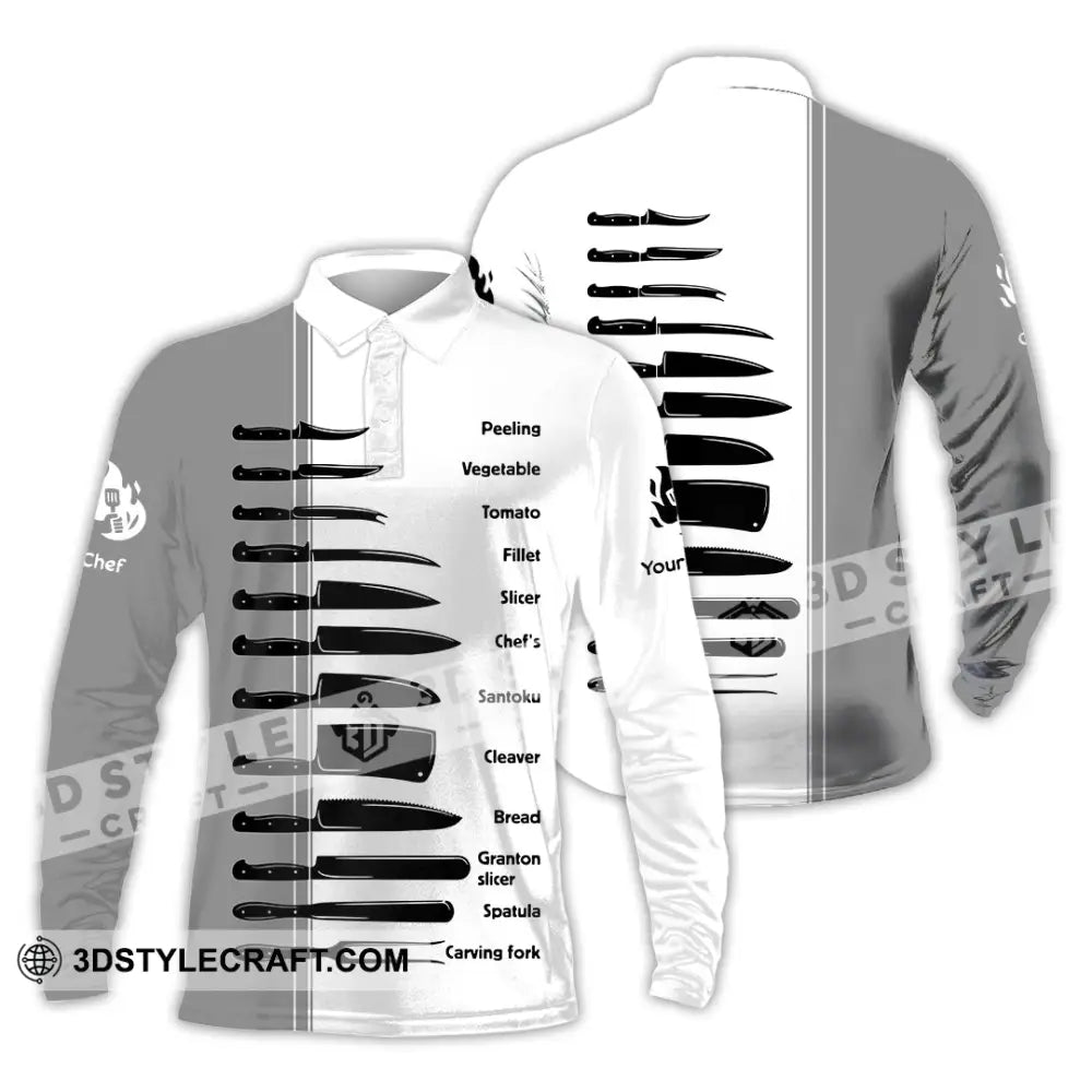 Unisex Shirt - Custom Master Chef Knife Collection Shirt Long Sleeve Polo / S T-shirt