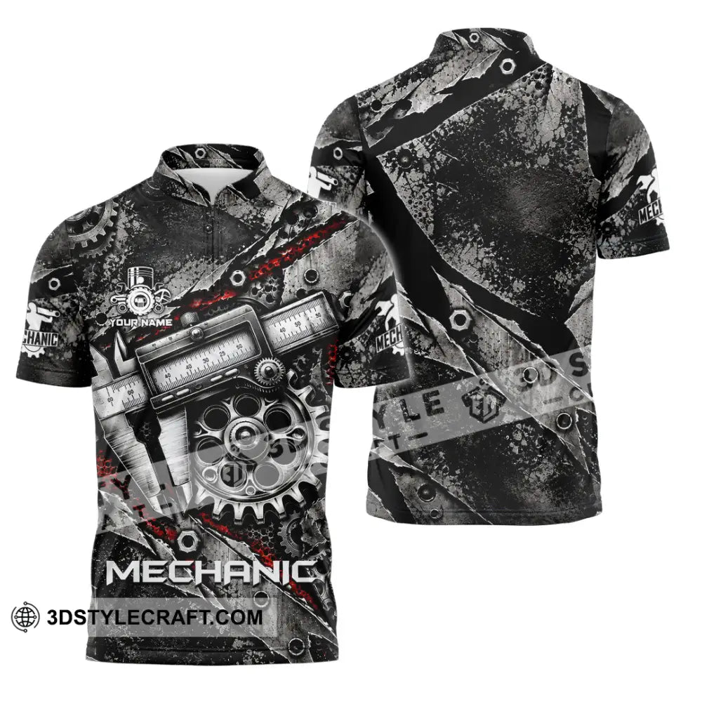 Unisex Shirt - Custom Mechanic Shirt - Zipper Polo Shirt / S - T-shirt