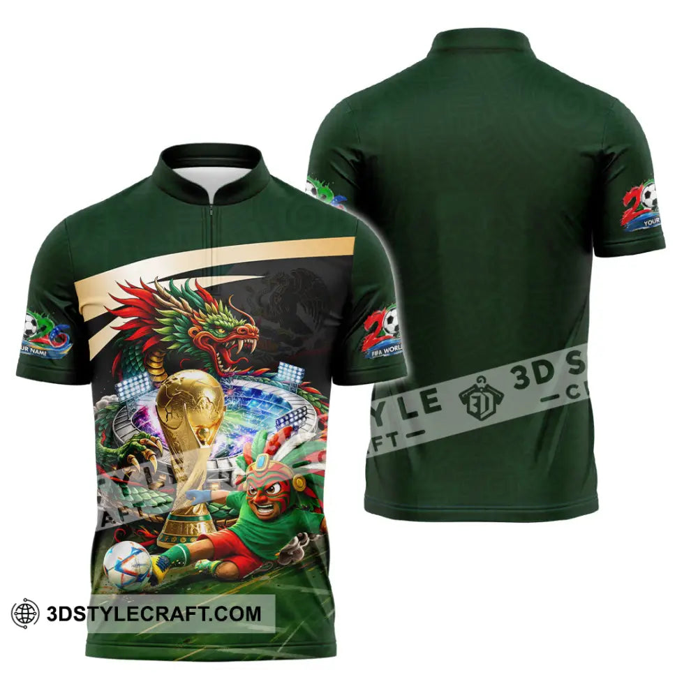 Unisex Shirt - Custom Mexico FIFA World Cup 2026 3D Shirt Zipper Polo Shirt / S T-shirt