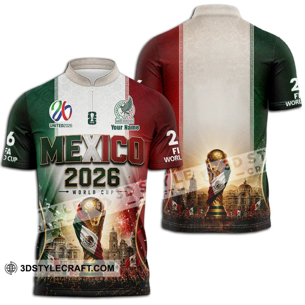 Unisex Shirt - Custom Mexico World Cup 2026 Shirt - Zipper Polo Shirt / S - T-shirt
