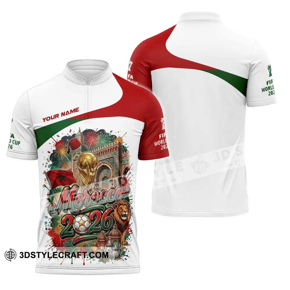 Unisex Shirt - Custom Morocco World Cup 2026 Shirt - Zipper Polo Shirt / S - T-shirt