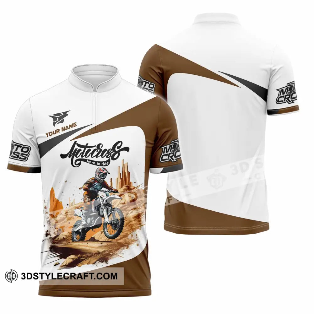 Unisex Shirt - Custom Motocross Born To Ride Shirt Zipper Polo Shirt / S T-shirt