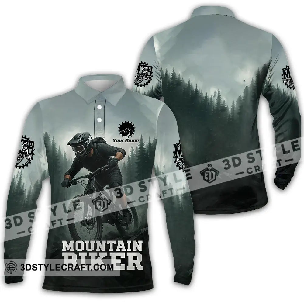 Unisex Shirt - Custom Mountain Bike Shirt Long Sleeve Polo / S T-shirt