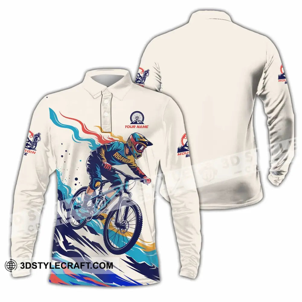 Unisex Shirt - Custom Mountain Bike Shirt Long Sleeve Polo / S T-shirt