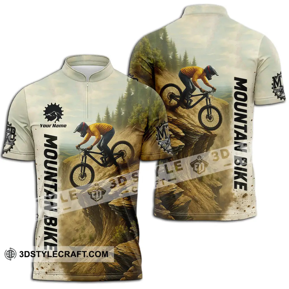 Unisex Shirt - Custom Mountain Bike Shirt Zipper Polo Shirt / S T-shirt