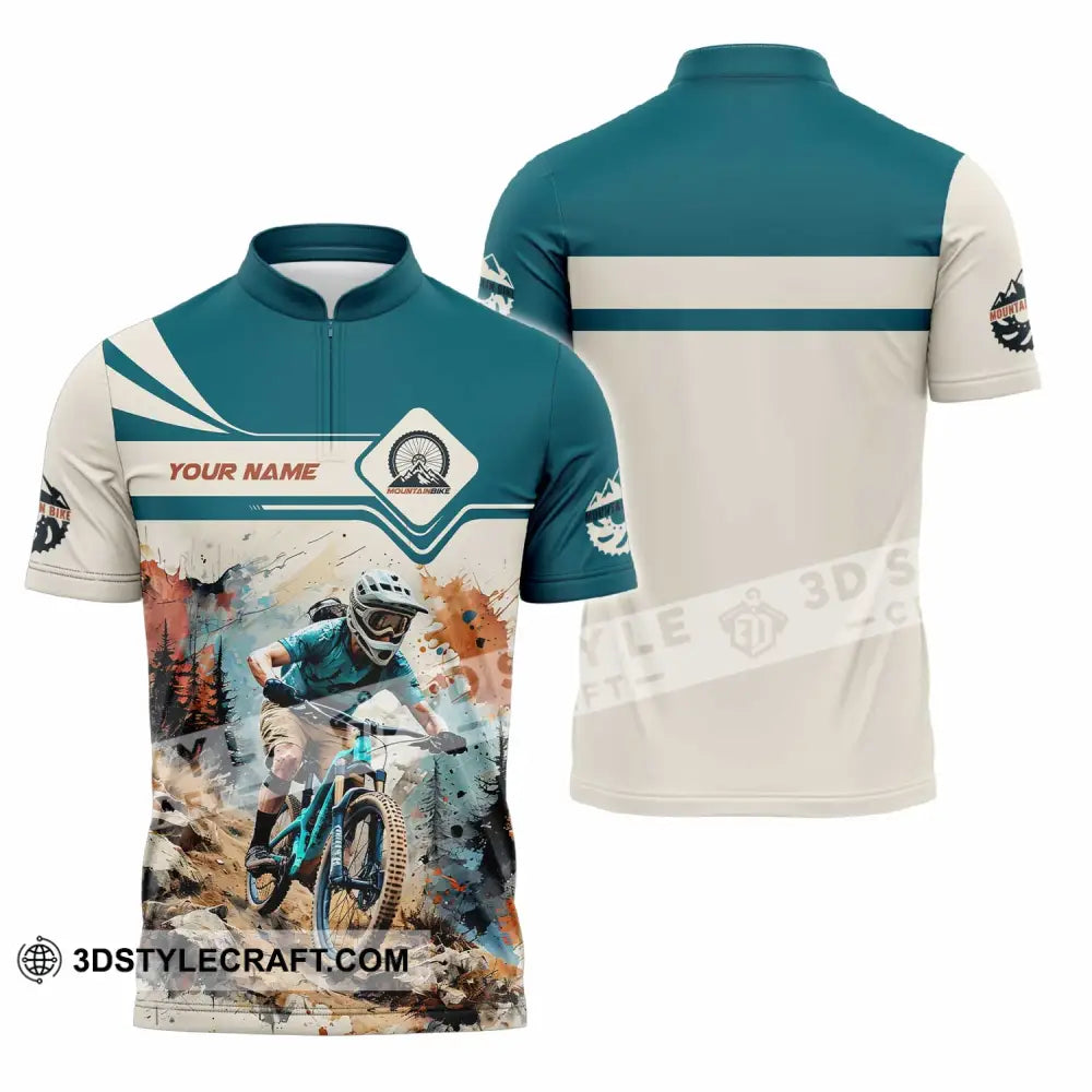 Unisex Shirt - Custom Mountain Bike Shirt Zipper Polo Shirt / S T-shirt