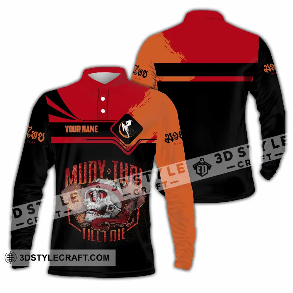 Unisex Shirt - Custom Muay Thai 3D Shirt Long Sleeve Polo / S T-shirt