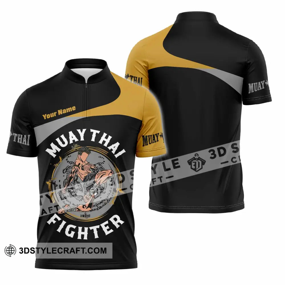 Unisex Shirt - Custom Muay Thai 3D Shirt Zipper Polo Shirt / S T-shirt