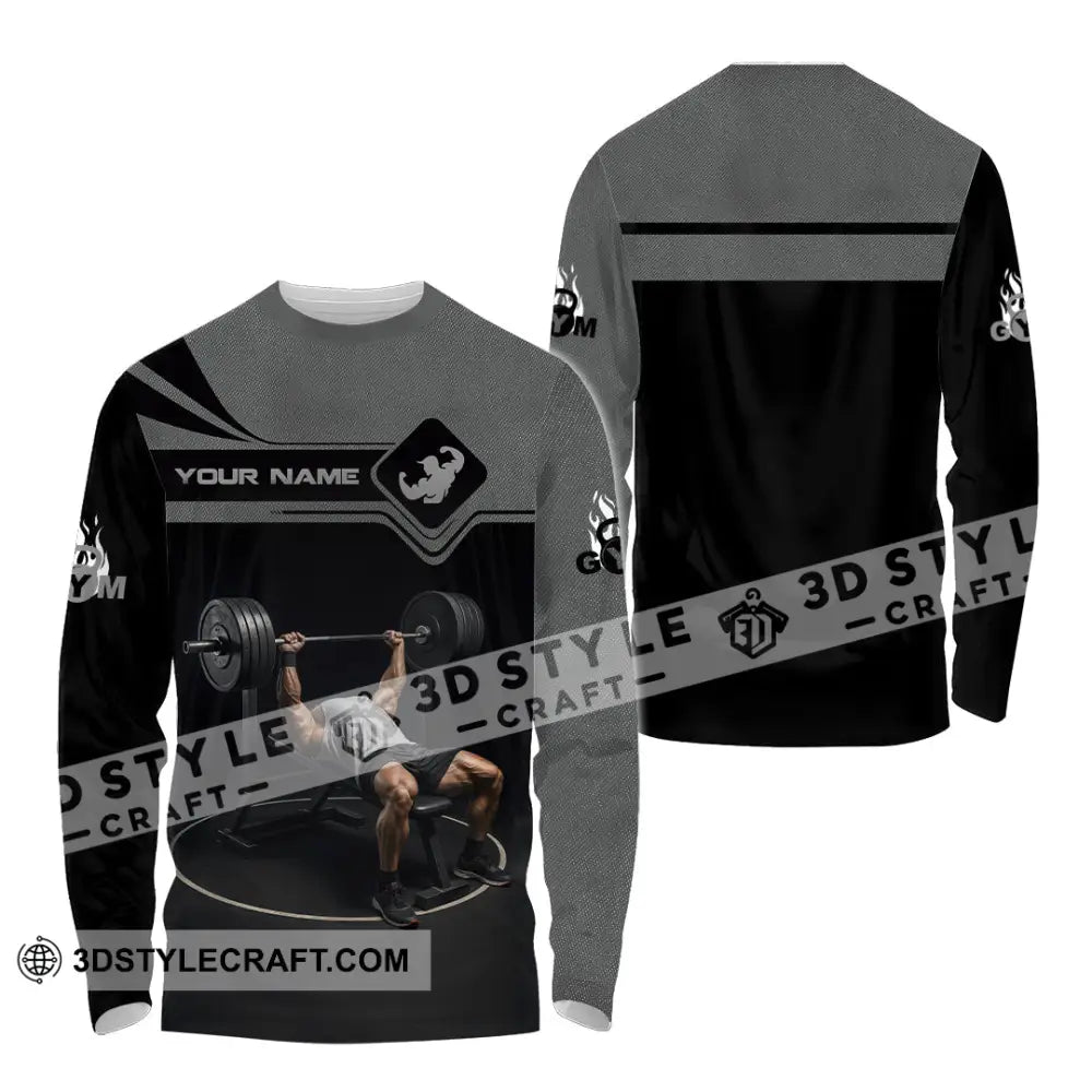 Unisex Shirt - Custom Muscular Man Weightlifting Sports Shirt Long Sleeve Shirt / S T-shirt