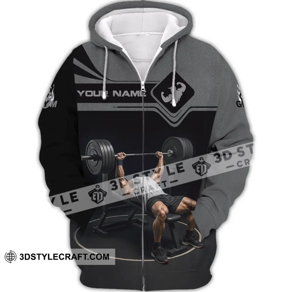 Unisex Shirt - Custom Muscular Man Weightlifting Sports Shirt Zipper Hoodie / S T-shirt