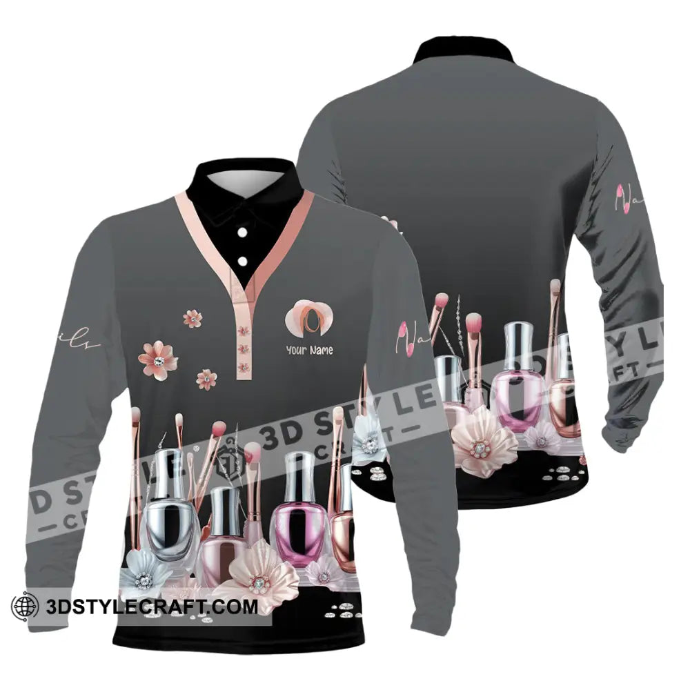 Unisex Shirt Custom Nails Artist Shirt Long Sleeve Polo / S T shirt