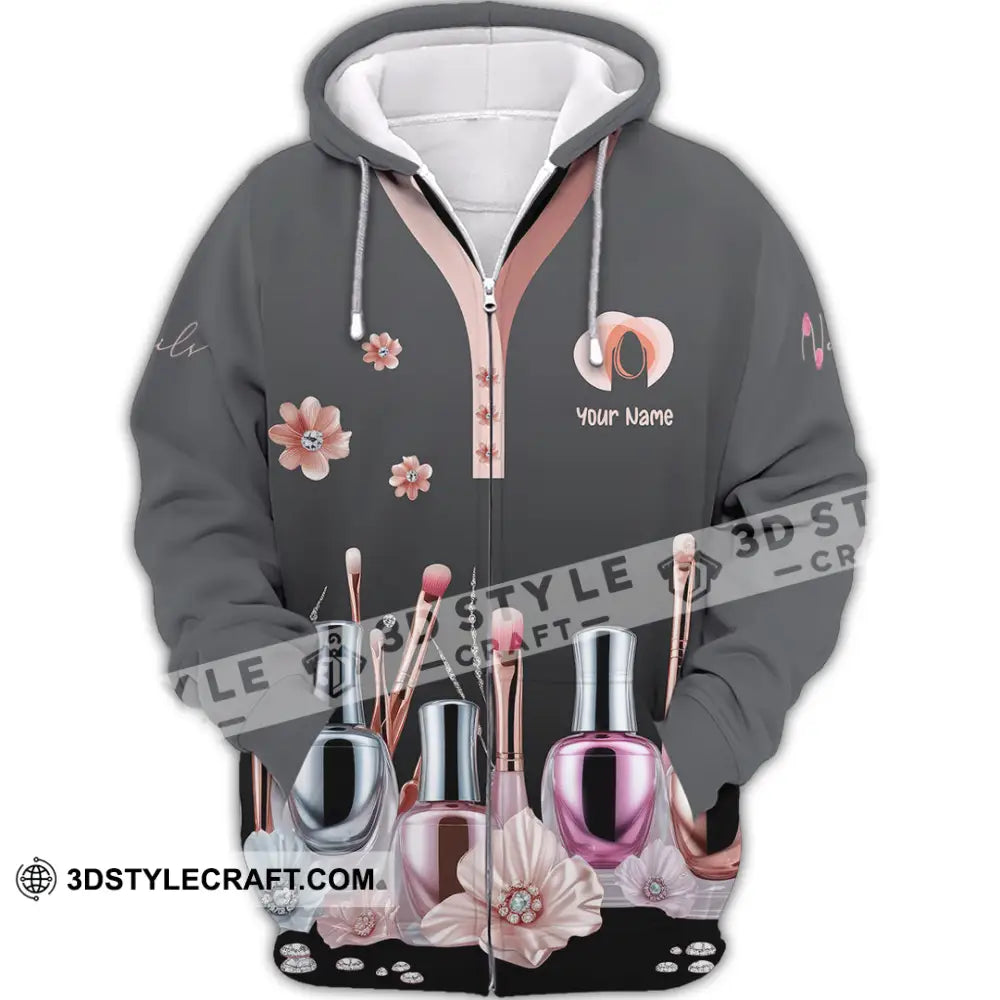 Unisex Shirt Custom Nails Artist Shirt Zipper Hoodie / S T shirt