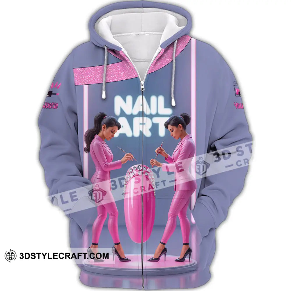 Unisex Shirt Custom Nails Artist Shirt Zipper Hoodie / S T shirt