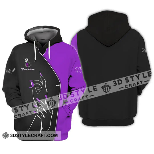 Unisex Shirt - Custom Nails Lover Purple Shirt style option 3