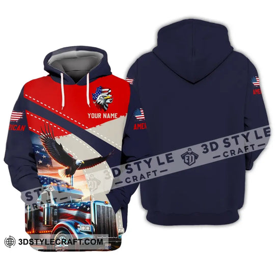 Unisex Shirt - Custom Name 3D Shirt - Eagle Truck America Flag Color style option 3