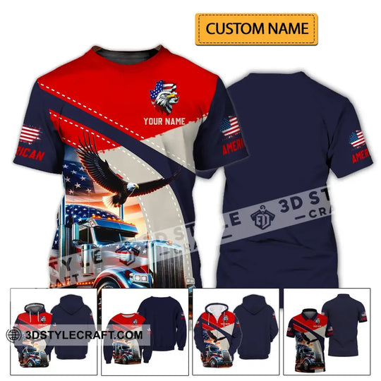 Unisex Shirt - Custom Name 3D Shirt - Eagle Truck America Flag Color style option 2