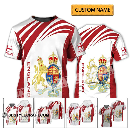 Unisex Shirt - Custom Name 3D Shirt - England Flag Design style option 2