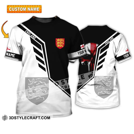 Unisex Shirt - Custom Name 3D Shirt - England Lover Black And White Design style option 1