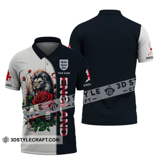 Unisex Shirt - Custom Name 3D Shirt - England Map, Red Rose Lion Shirt style option 4