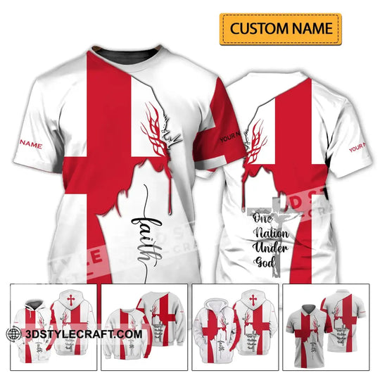 Unisex Shirt - Custom Name 3D Shirt - England One Nation Under God style option 2