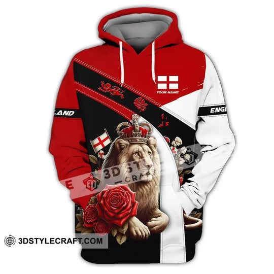 Unisex Shirt - Custom Name 3D Shirt - England Red Rose Lion Shirt style option 2